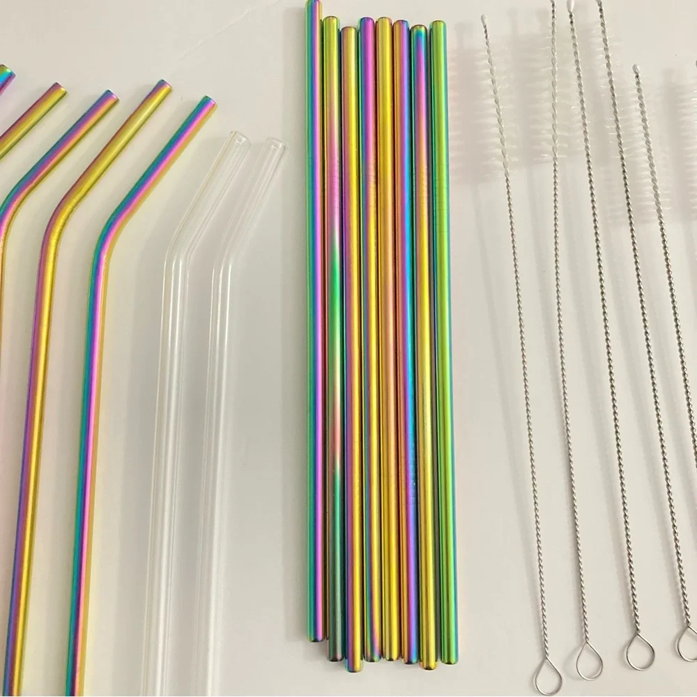 Colorful Reusable Straw Set with Cleaning Brushes 24